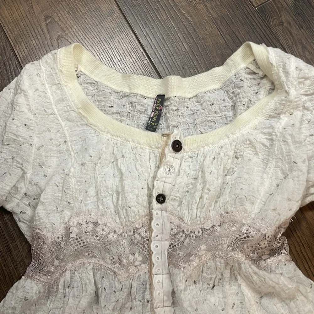 Free People White Lace Long Sleeve Top - Picture 3 of 6